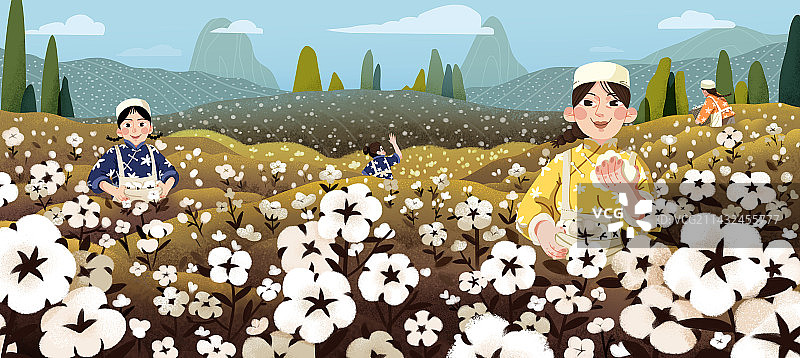 采棉花的女工图片素材