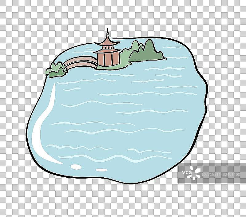 简约的亭台湖景图片素材
