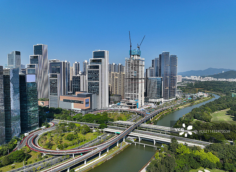 广东省深圳市南山区万象天地大冲商务中心高新园航拍图片素材