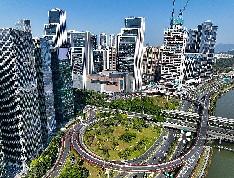 广东省深圳市南山区万象天地大冲商务中心高新园航拍图片素材