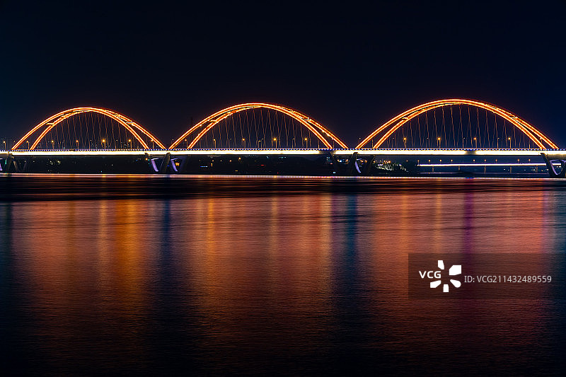 长沙银盆岭大桥城市夜景图片素材