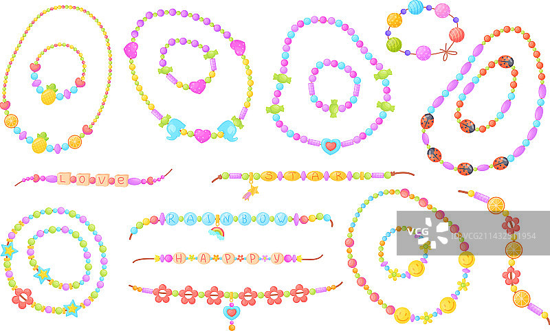 DIY塑料珠卡通儿童手链图片素材
