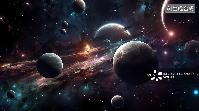 【AI数字艺术】宇宙太空星系插画图片素材