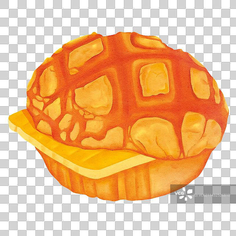 菠萝包面包水彩插画免扣元素图片素材