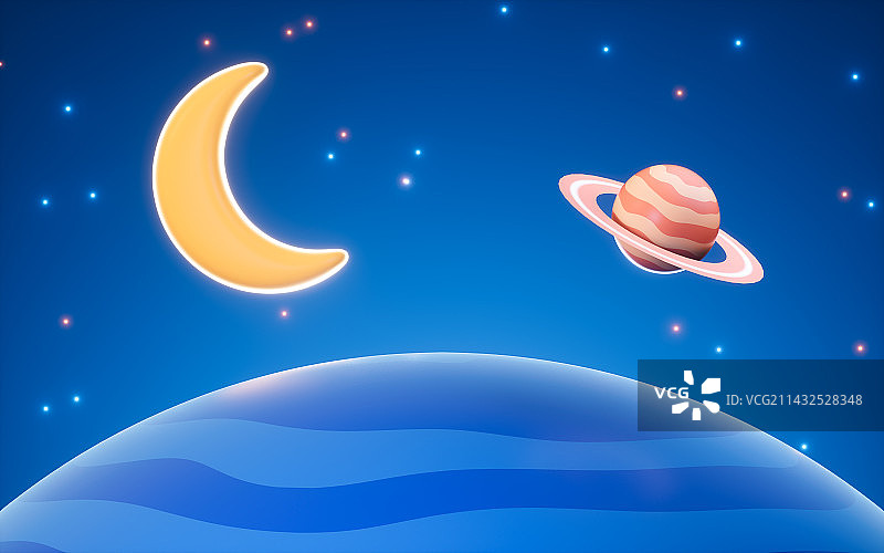 卡通太空场景3D渲染图片素材