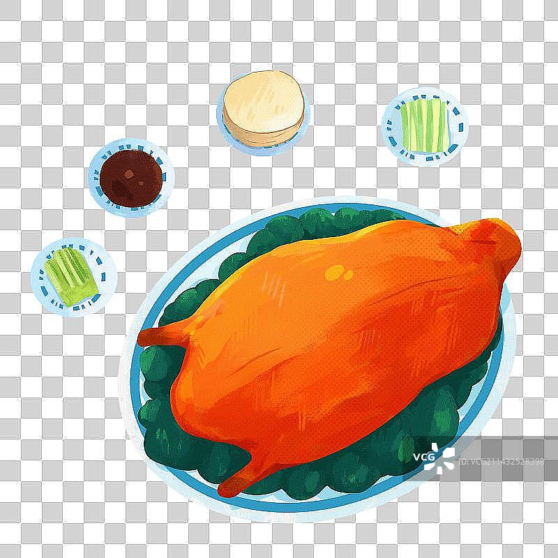 北京烤鸭美食插画免扣元素图片素材