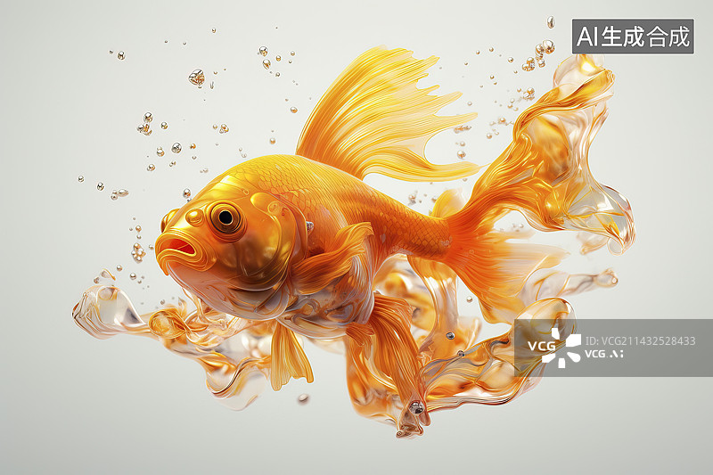 【AI数字艺术】抽象想金鱼图片素材