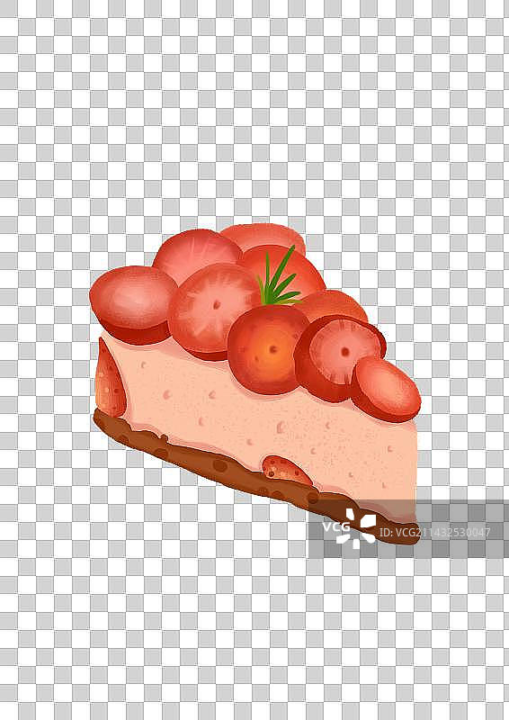 草莓生乳酪小蛋糕手绘插画免扣元素图片素材