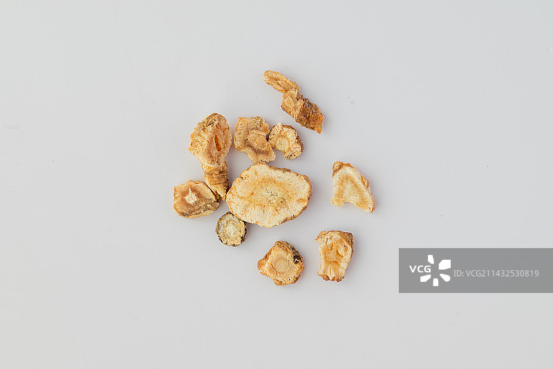 北沙参-中医中药材草药临床医药标本百科白背景俯拍合集图片素材