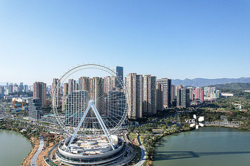 福州晋安湖周边城市建筑风光图片素材