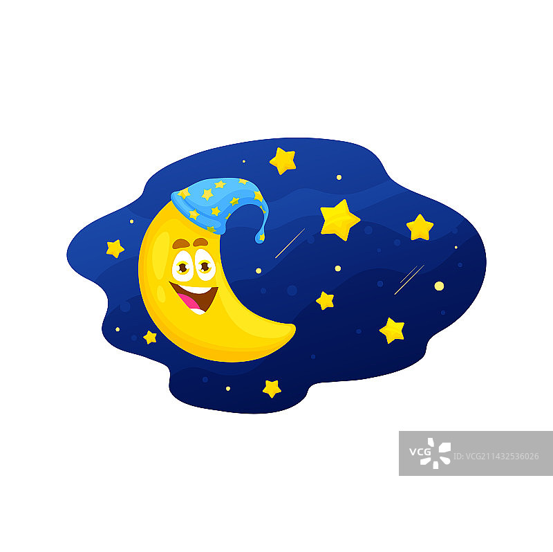 卡通趣味月亮和星星趣味角色图片素材