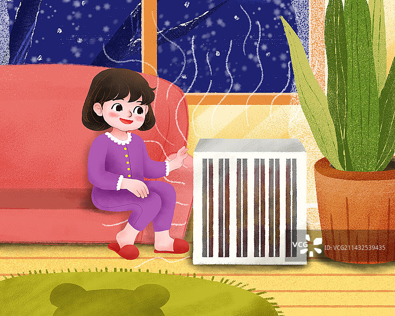 儿童安全教育-使用暖气时不要离暖气机太近图片素材