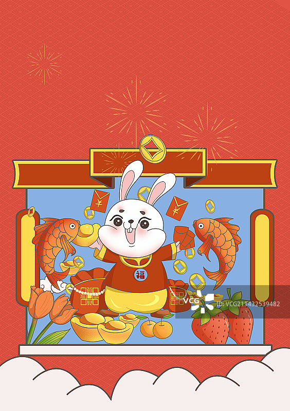 兔年 插画 手提袋包装图片素材