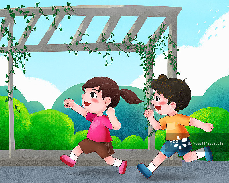 儿童教育-经常锻炼适量运动有益身体健康图片素材