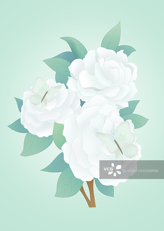 春天中国风国潮栀子花温馨清新淡雅插画图片素材