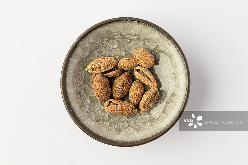 砂仁-中医中药材草药临床医药标本百科白背景俯拍合集图片素材