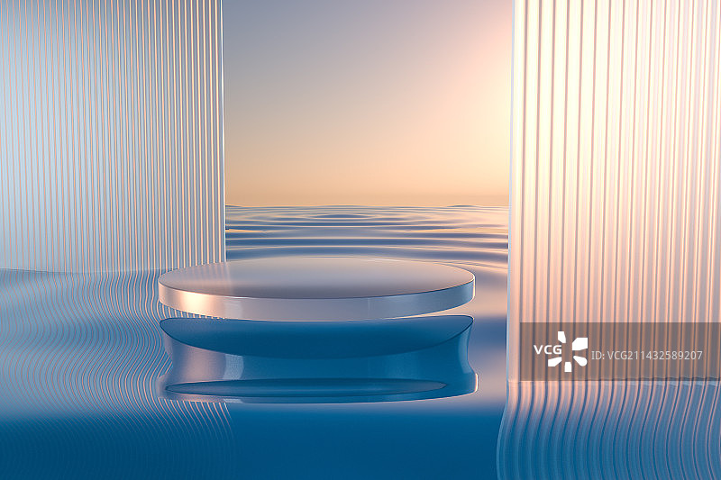 水面展台空间背景3D渲染图片素材