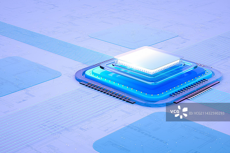 扁平化芯片3D渲染图片素材