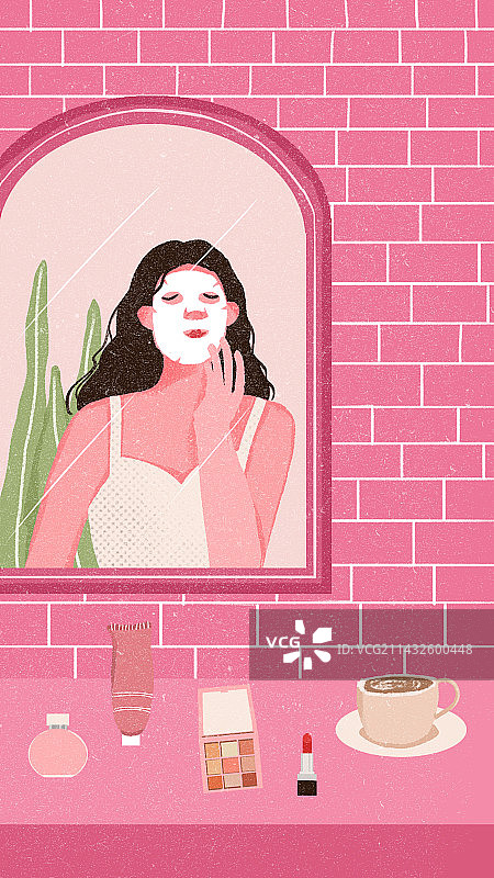 女神节敷面膜的精致女生图片素材