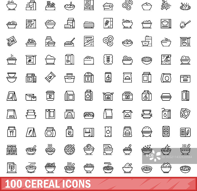 100个谷物线性风格图标合集图片素材