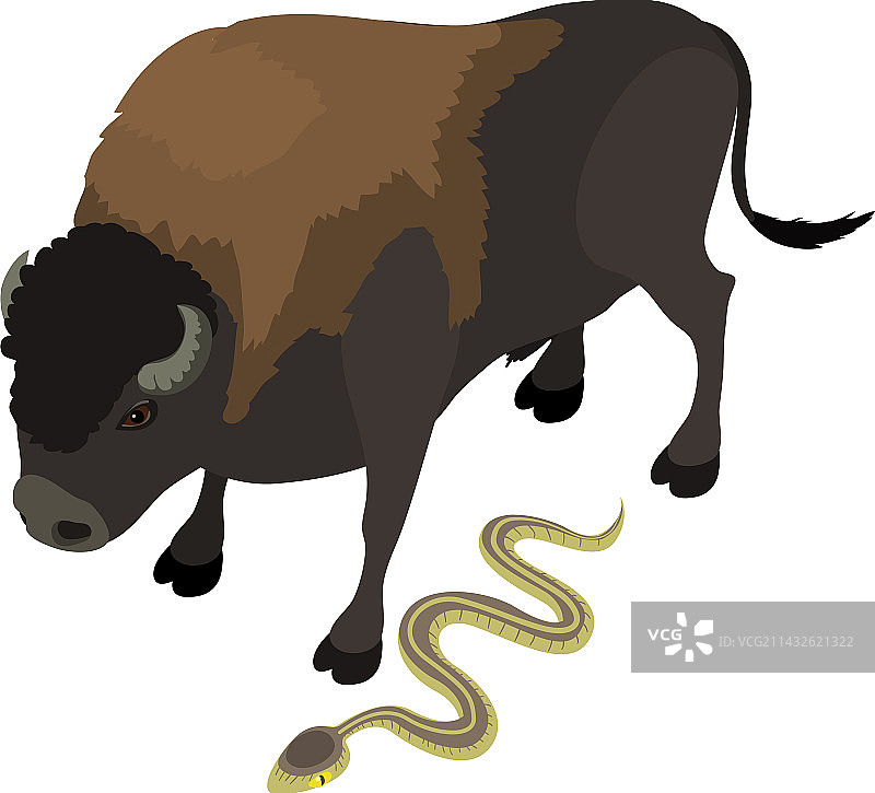 动物图标2.5D巨型棕色野牛图片素材