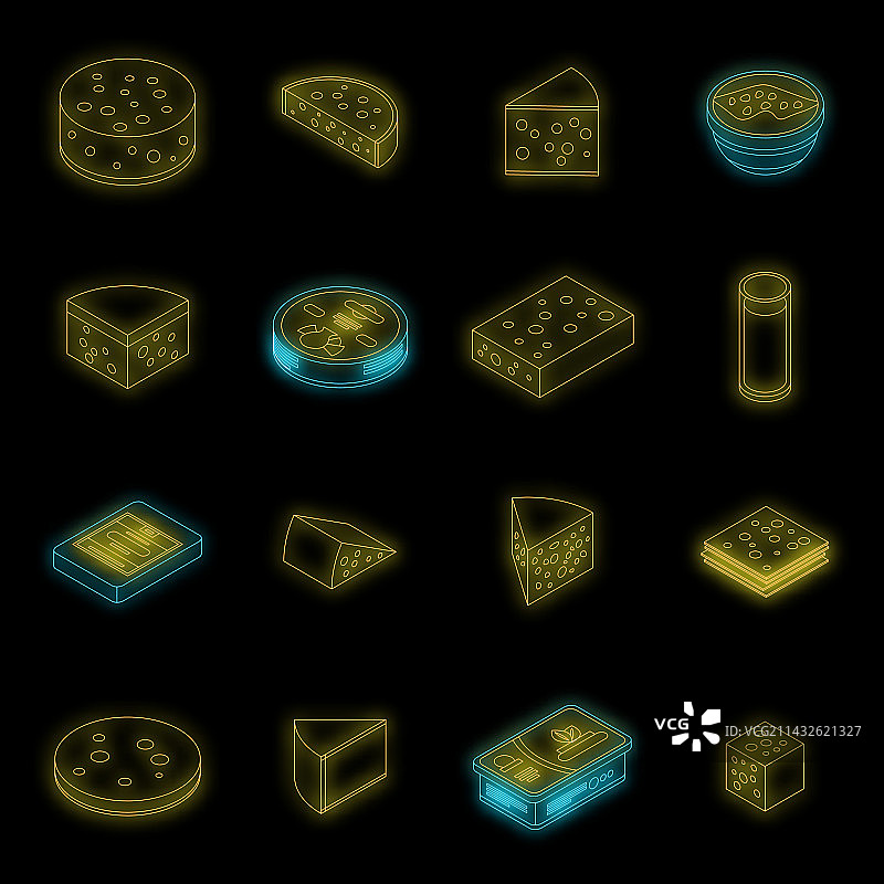 霓虹奶酪图标合集图片素材