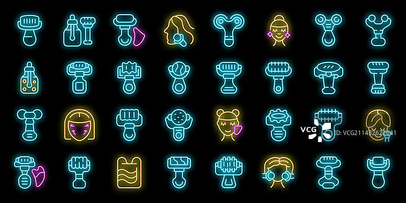 面部滚轮图标霓虹灯套装图片素材