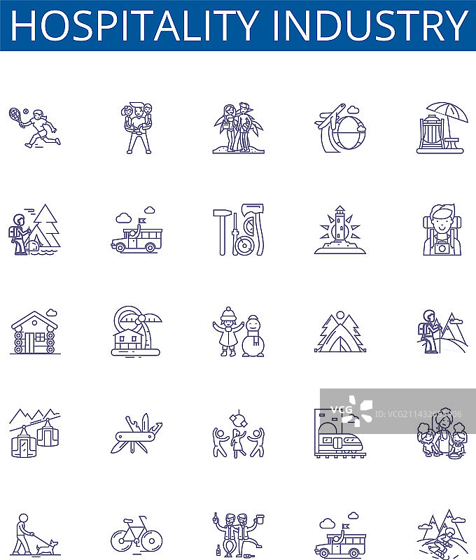 酒店业线性图标标志设计图片素材