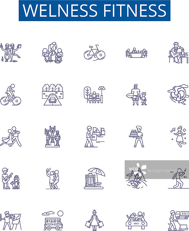 健康健身线性图标标志设计图片素材