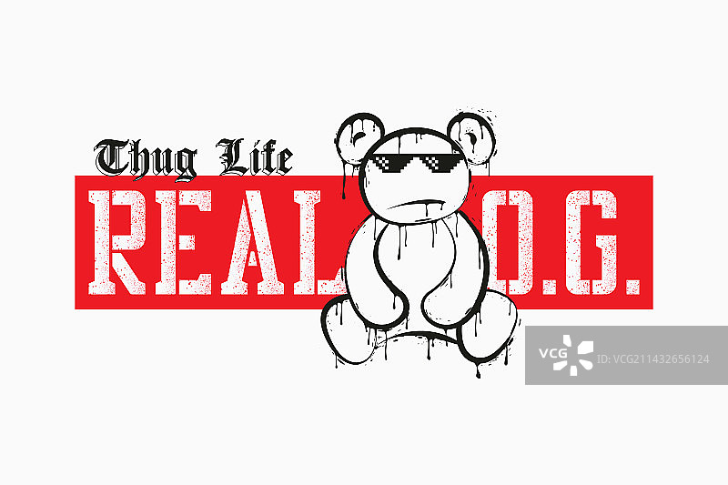 带有像素眼镜的涂鸦熊图片素材