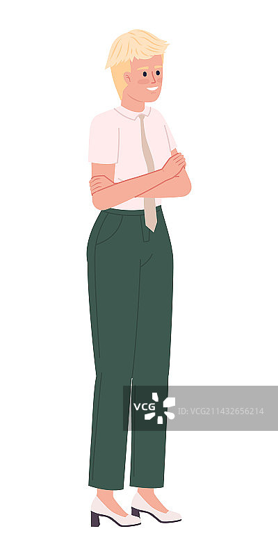 穿裤套装的职业女性（扁平风格）图片素材