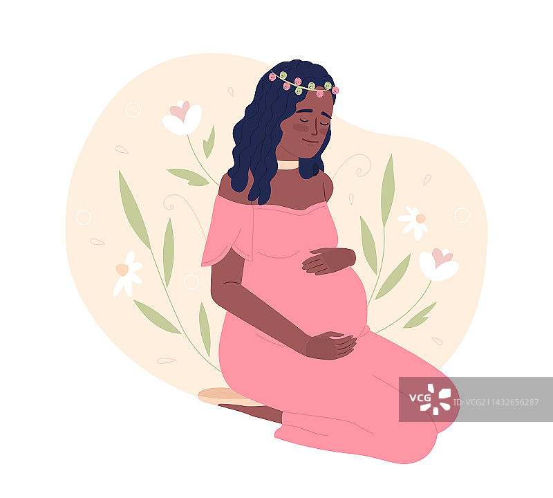 孕期心理健康提升2D插画图片素材