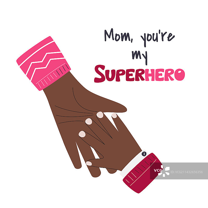 手牵手的非裔美国妈妈和孩子图片素材