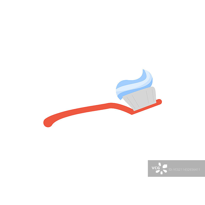 带牙膏的扁平卡通牙刷图片素材
