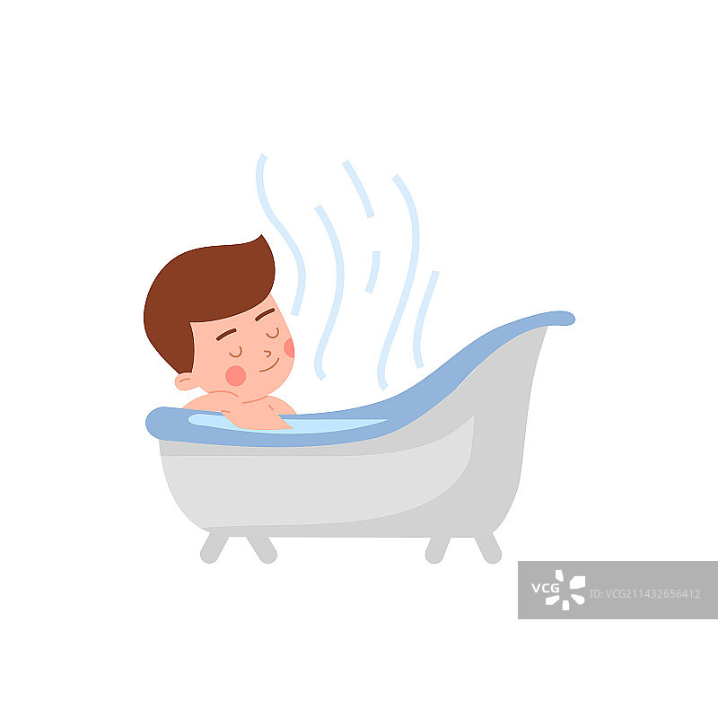 快乐的小男孩自己洗澡图片素材