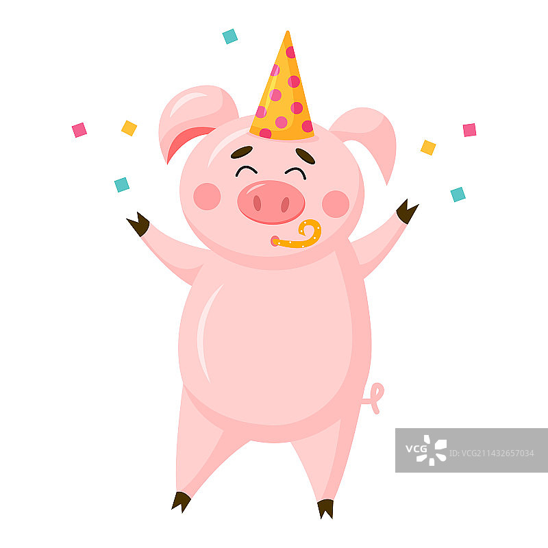 生日主题的可爱小猪卡通形象图片素材