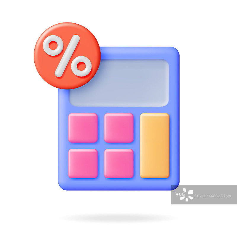 带百分号的现代3D计算器图片素材