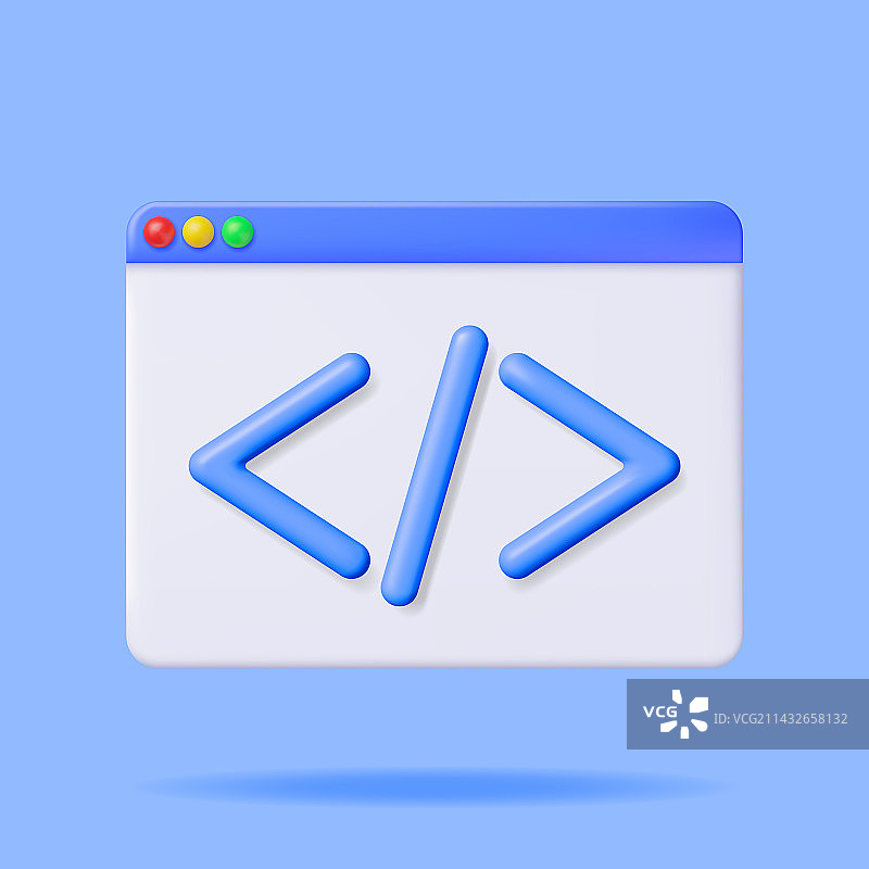 3D代码窗口图标，白色背景图片素材