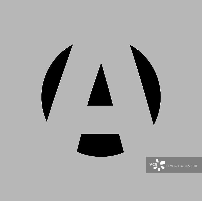 黑色圆形负空间字母A图片素材