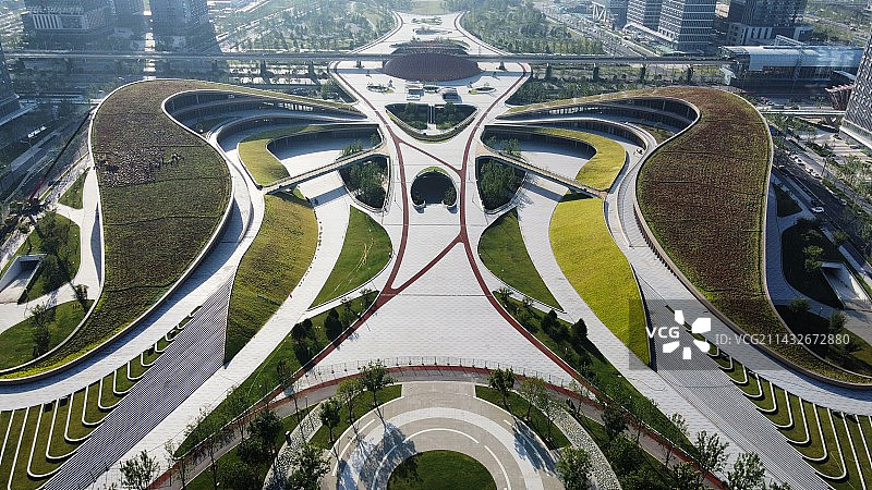 西安奥体中心轴线公园图片素材