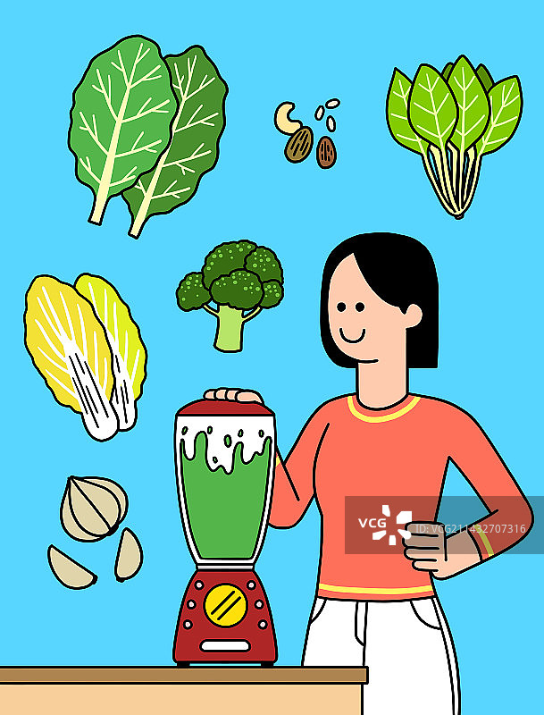 20、30岁人群的健康生活方式：疾病预防与蔬果汁图片素材