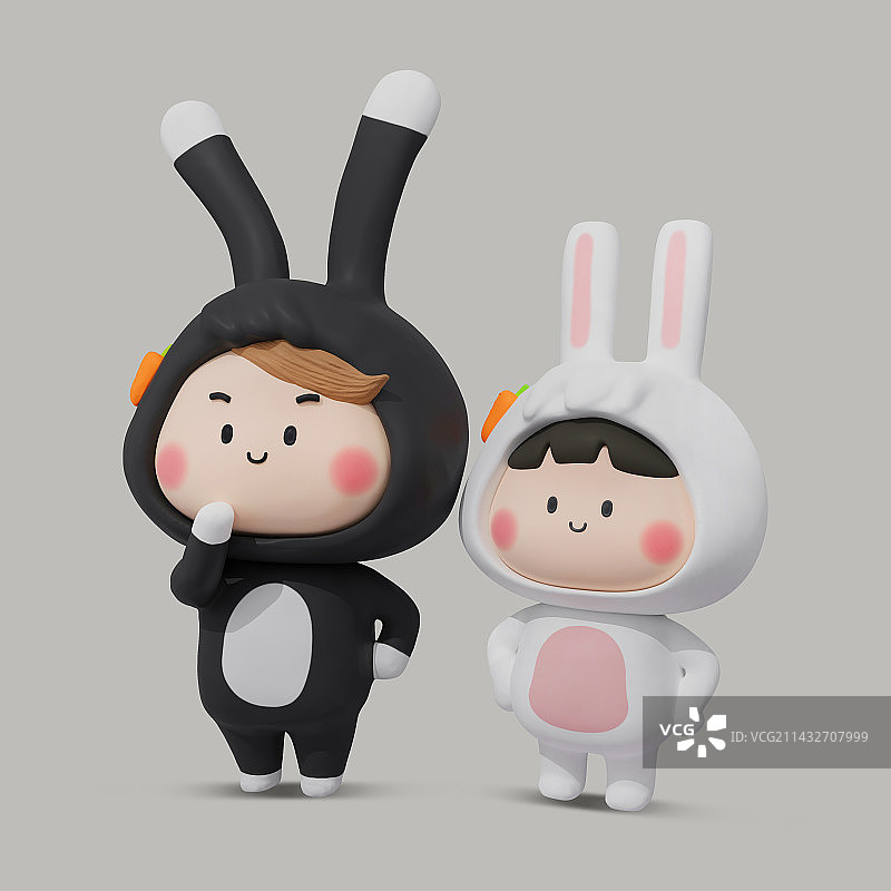 3D兔年新年吉祥物图片素材