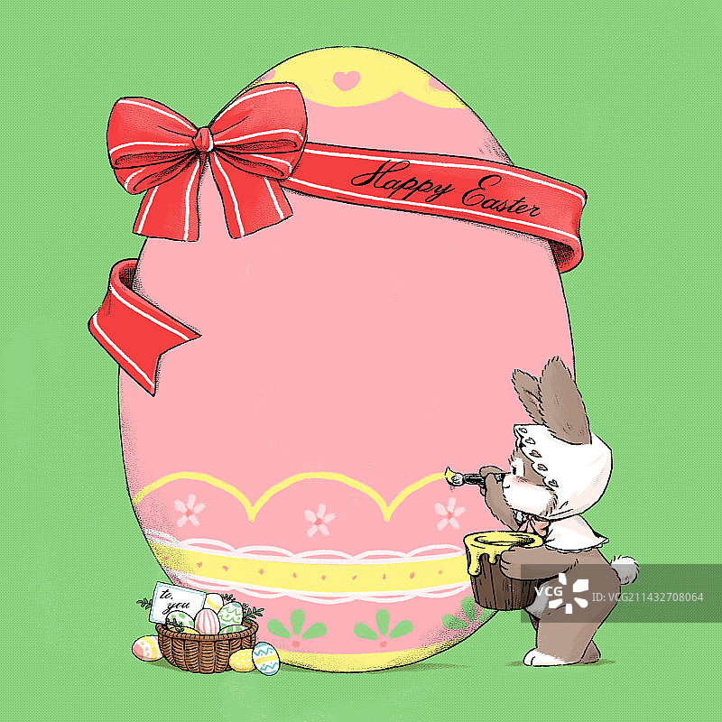 复活节插画：复活节兔子贺卡图片素材