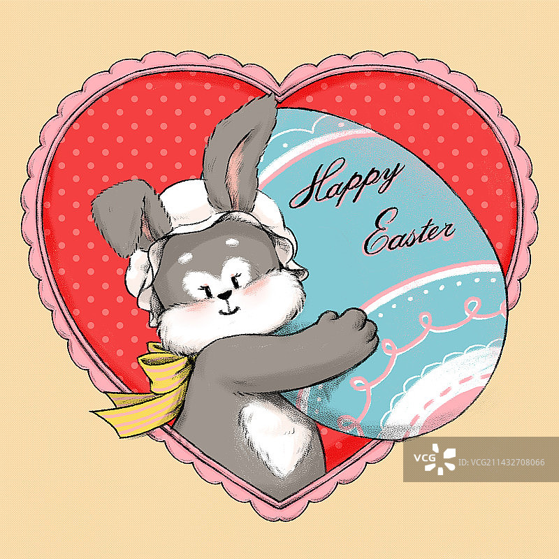 复活节插画：复活节兔子贺卡图片素材