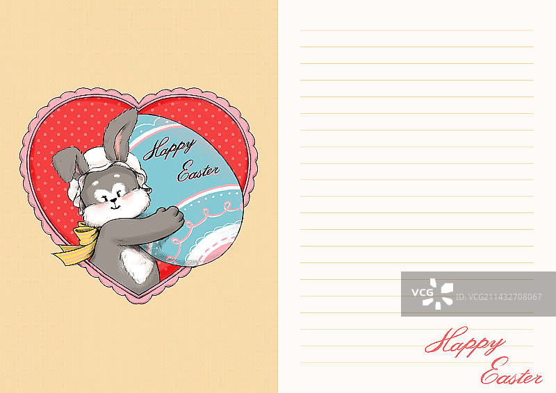 复活节插画：复活节兔子贺卡图片素材