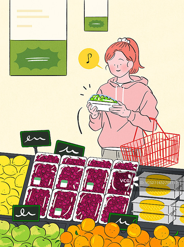 在超市购买水果的女人图片素材