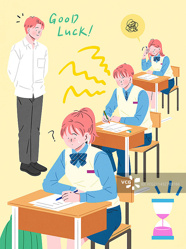 教育、学习、学生、考试、校服、考场、培训班、焦虑图片素材