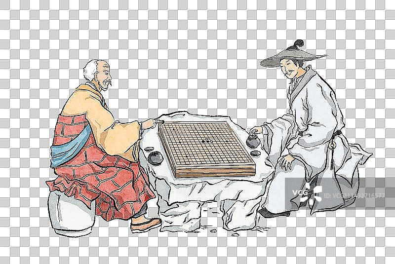 古代水墨国画古典诗歌陶渊明文人插画元素图片素材