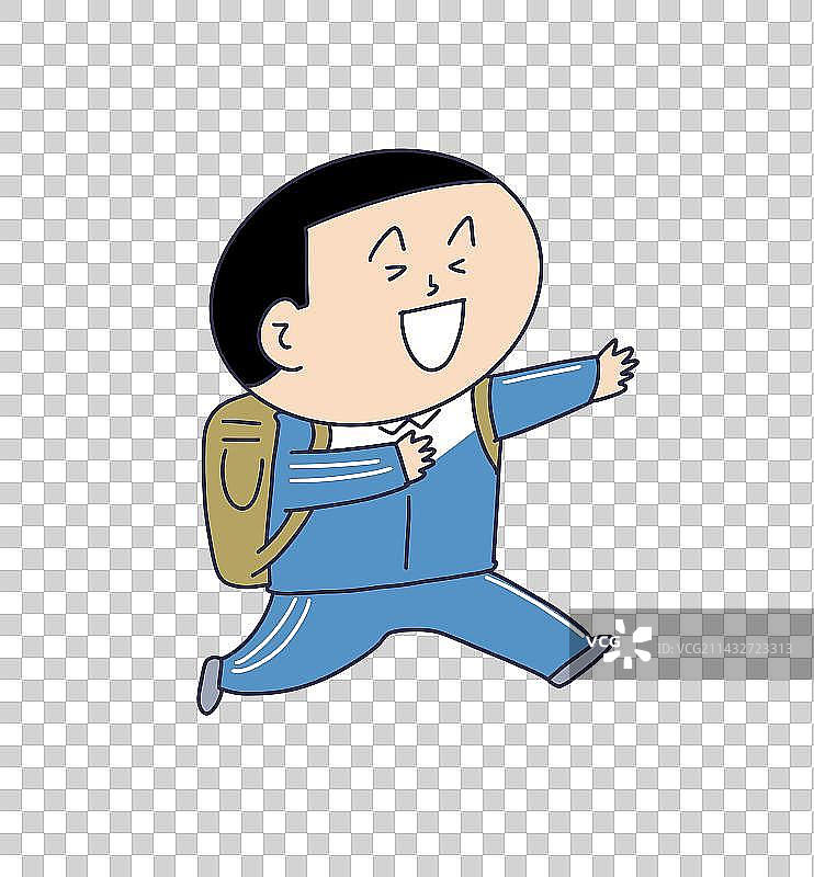 元素：小学生跑步图片素材