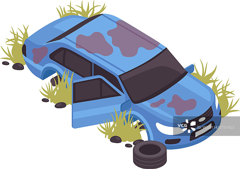 2.5D废弃汽车图片素材
